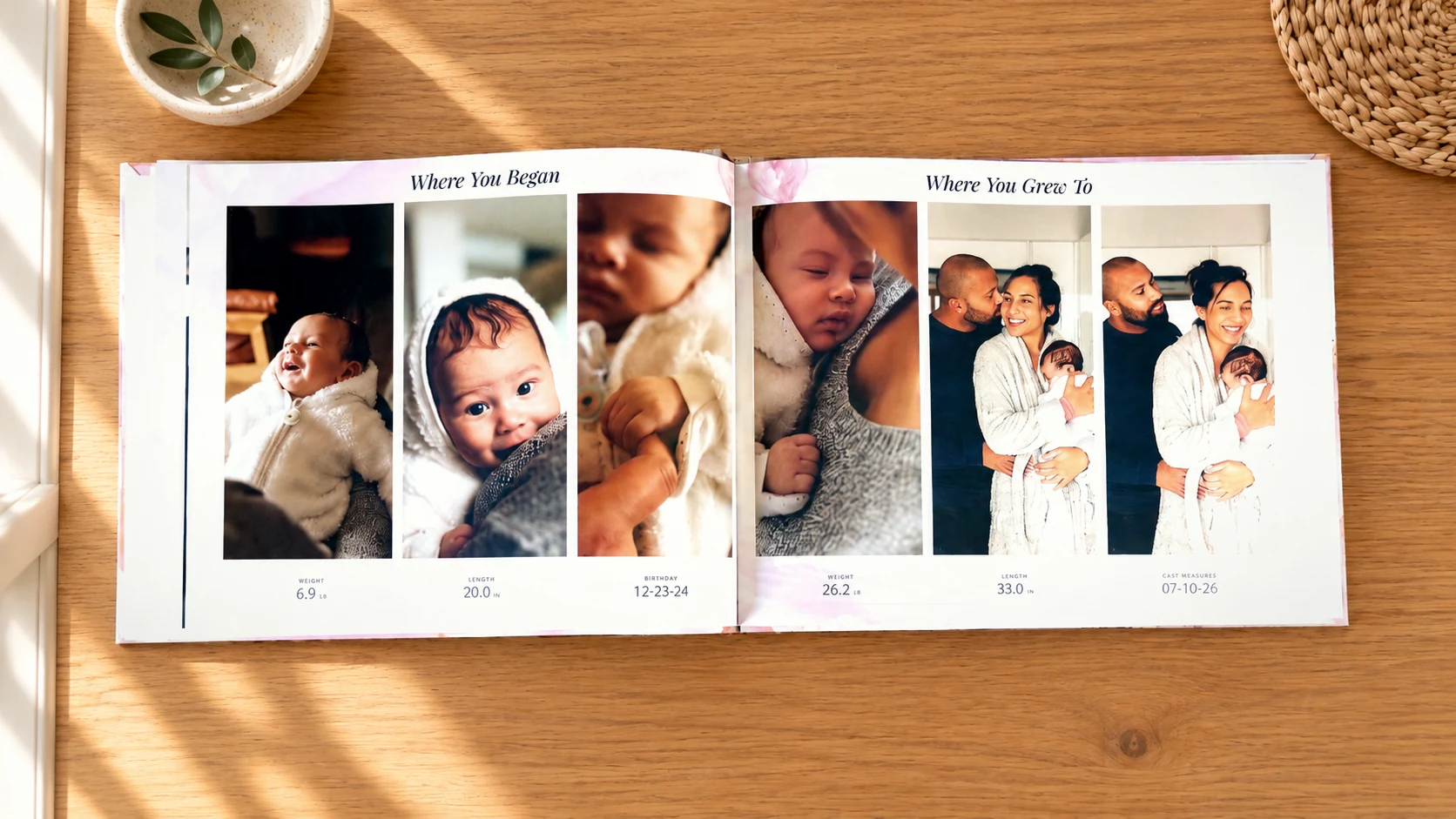 Inside pages of the Nurtured Numbers book showing sleep charts
